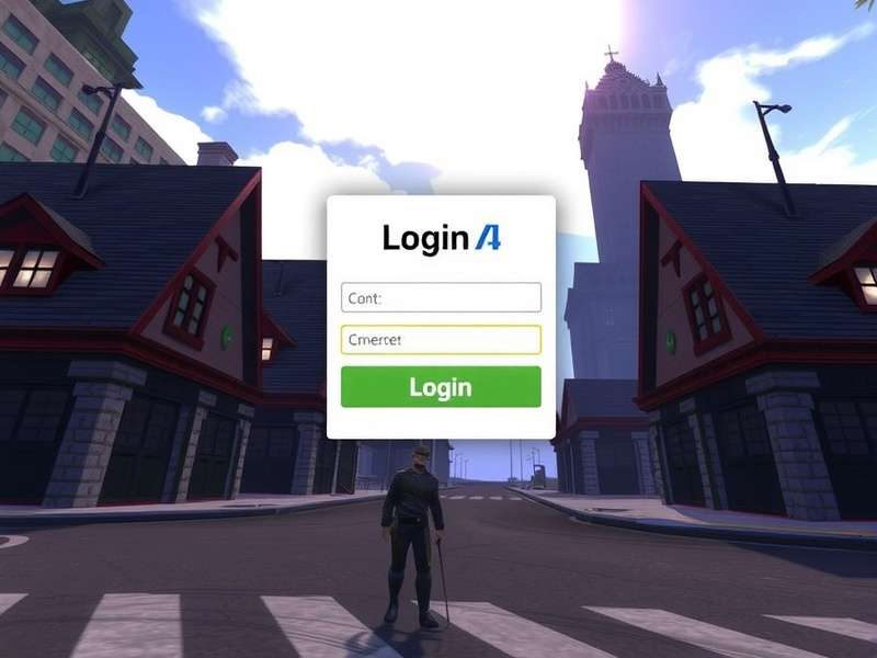 A futuristic digital portal or login screen representing entry into a virtual world