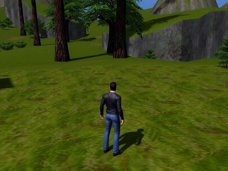 Second Life virtual world landscape with avatars