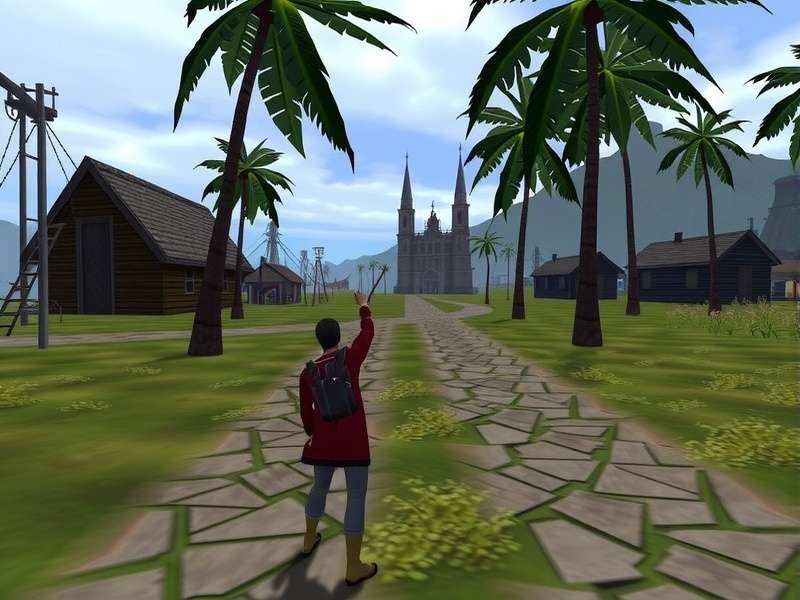 Epic fantasy landscape with glowing portals and a lone adventurer