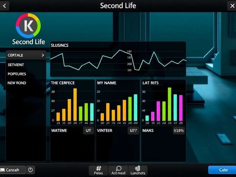 Second Life virtual world dashboard interface showing avatars and controls
