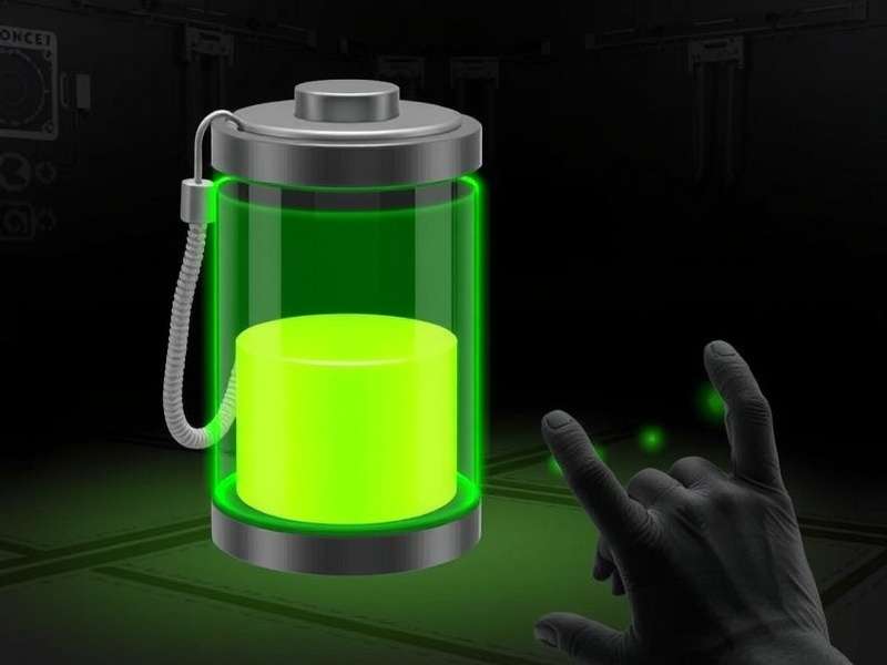 A futuristic energy core representing the Second Life Battery concept, glowing with blue light.