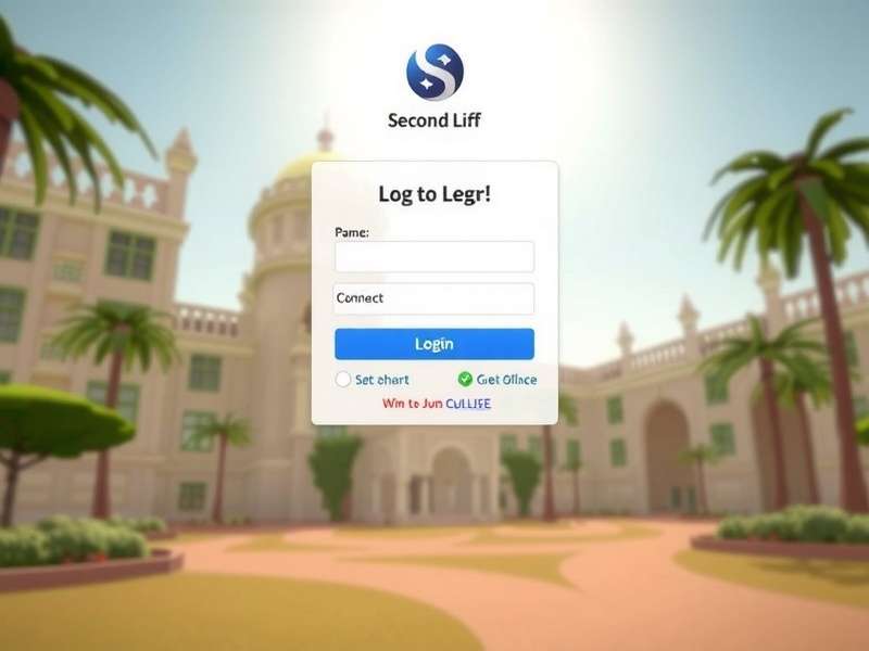 A futuristic digital portal or doorway with glowing lights, symbolising the entrance to Second Life