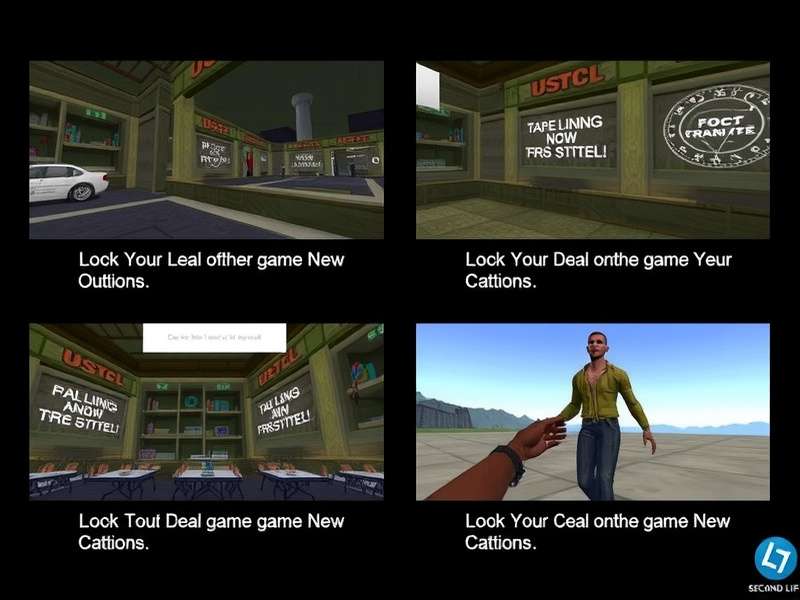 A diverse group of Second Life avatars interacting in a futuristic cityscape, showcasing different gameplay modes