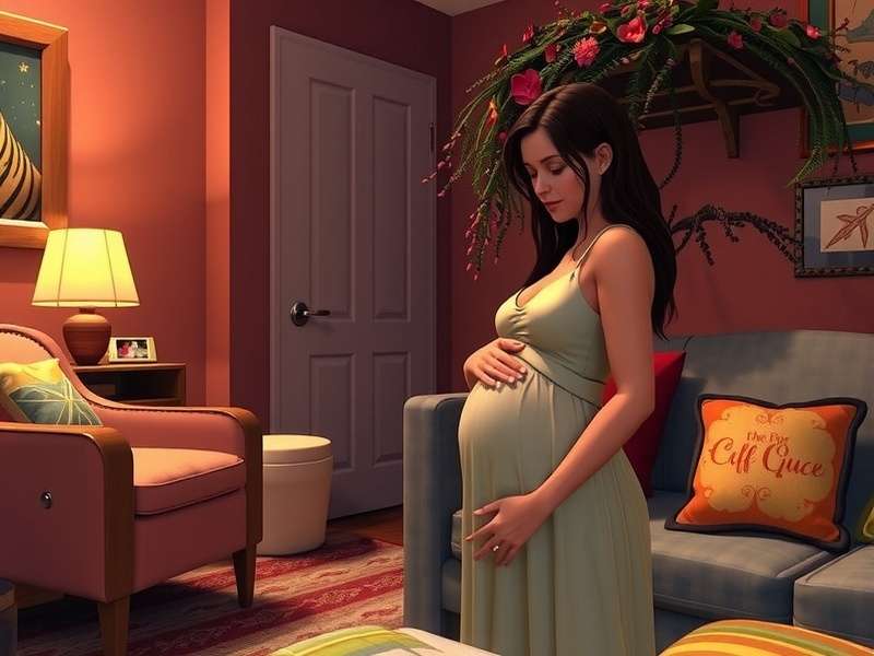 A diverse group of Second Life avatars depicting a virtual family, including a pregnant avatar, in a beautifully designed digital home.