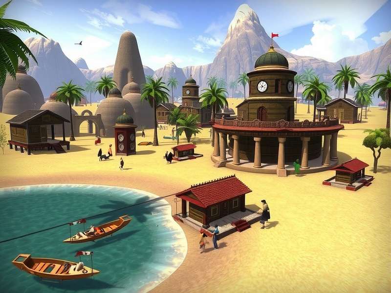 A vibrant digital marketplace scene showing colourful stalls and avatars interacting