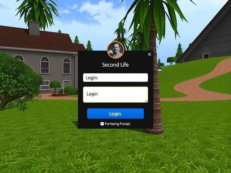 Second Life Login Online portal interface showing avatar selection and virtual world preview
