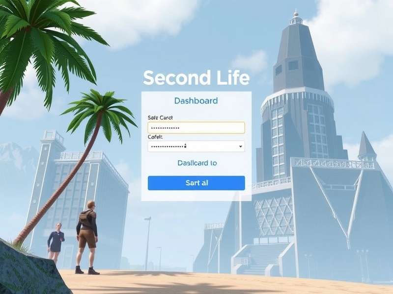 Second Life Dashboard Login interface on a desktop and mobile device, showing login fields and dashboard overview