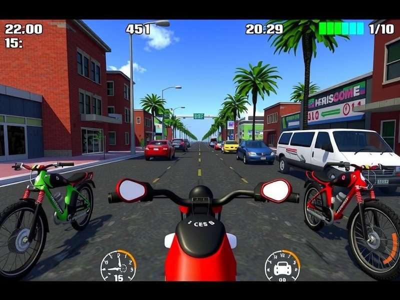 Second Life Bikes: virtual motorcycles and bicycles riding through a scenic digital landscape