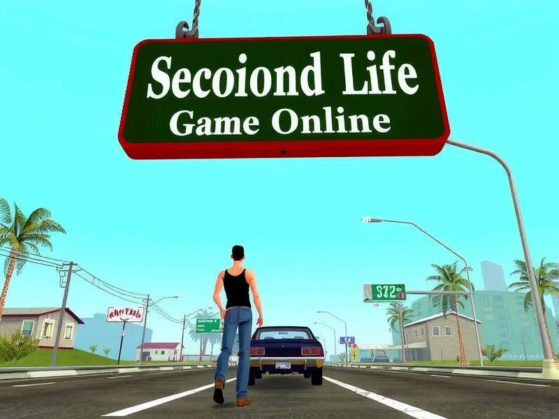Second Life Game Online immersive virtual world landscape with avatars and digital architecture