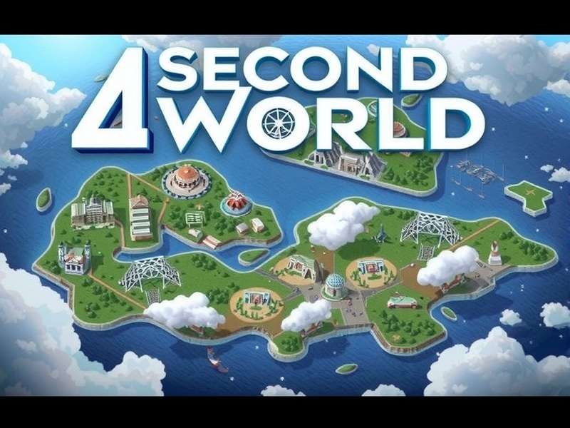 Second Life virtual world scene with UK community hub and user-created environment