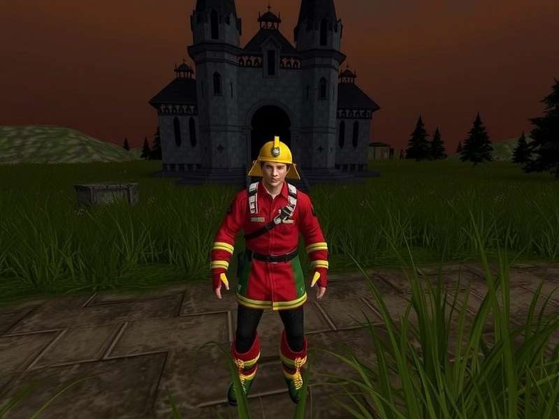Firestorm Second Life download interface showing the viewer logged into a virtual world with British-themed surroundings
