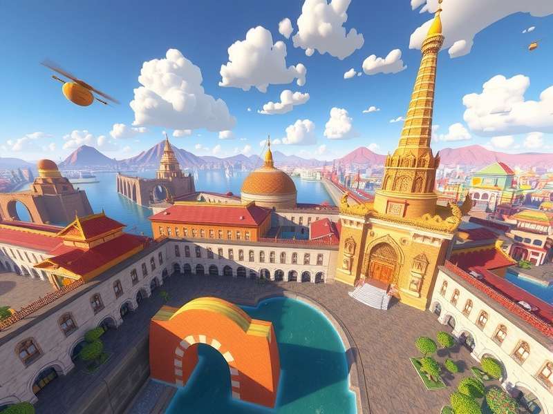 Second Life virtual world landscape with avatars and creative builds